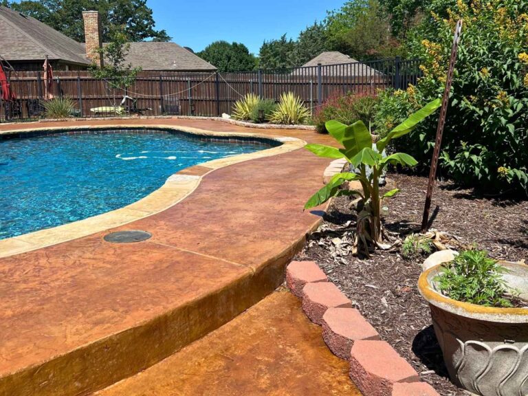 Custom Decorative Concrete Patio + Pool Deck Burleson, TX (Gallery Image)