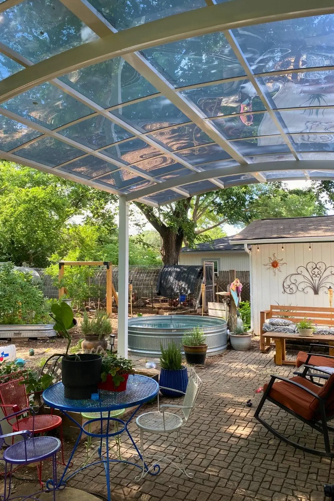 Roof-to-Post PJW Series Patio Cover - Fort Worth, TX (White with Blue Smoke panels)